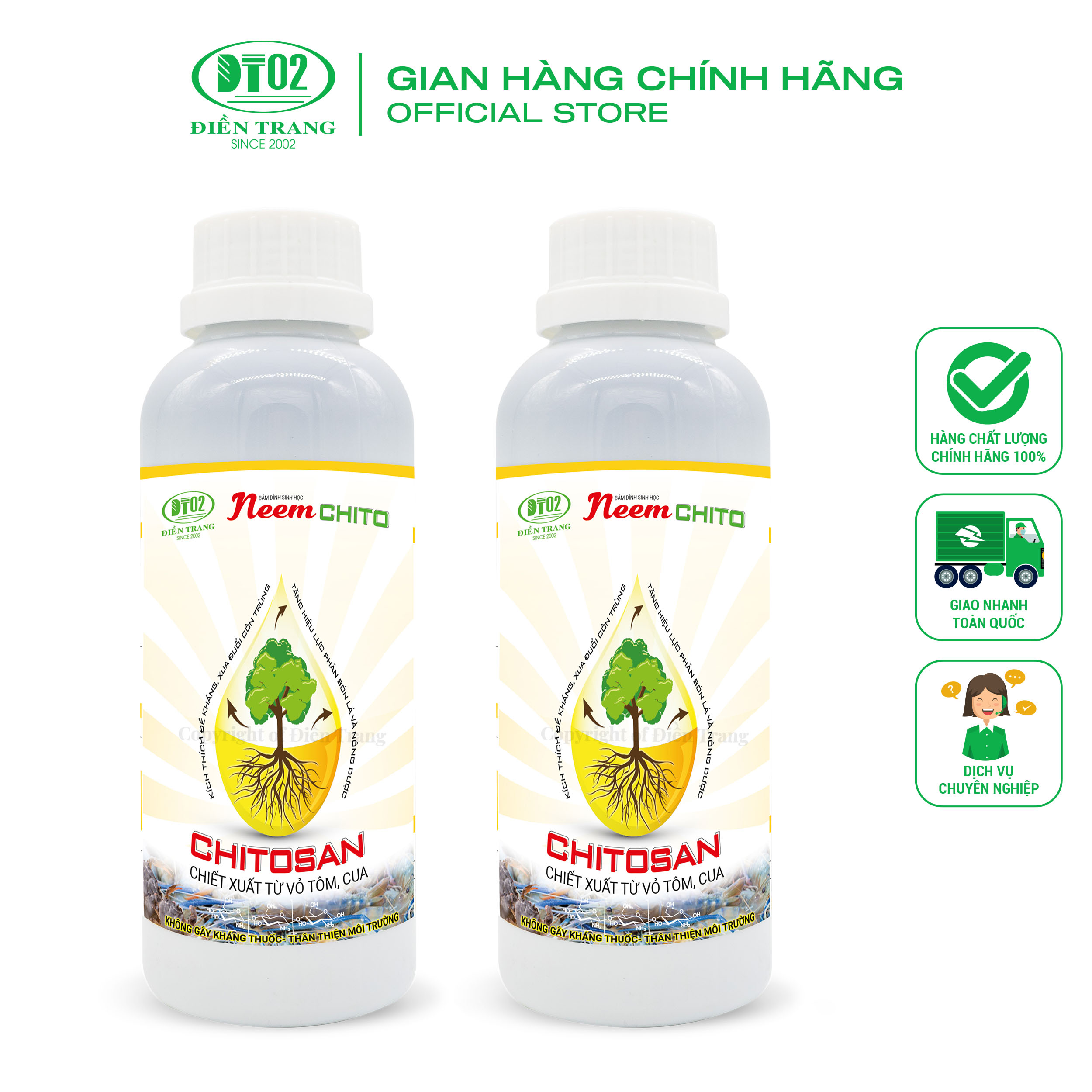 Hình ảnh Combo 2 chai Bám dính sinh học NEEM CHITO 500ml Kích kháng sâu bệnh và điều kiện bất lợi - Tăng hiệu lực phân bón lá và nông dược