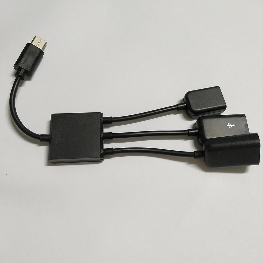 2-3pack 3 in 1 USB C Type C OTG Host Cable Hub Cord Adapter Splitter Connector