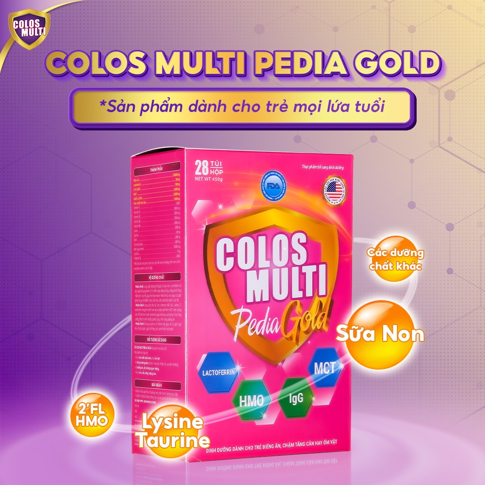 Sữa non Colosmulti Pedia Gold hộp 28 gói x 16g dành cho trẻ biếng ăn