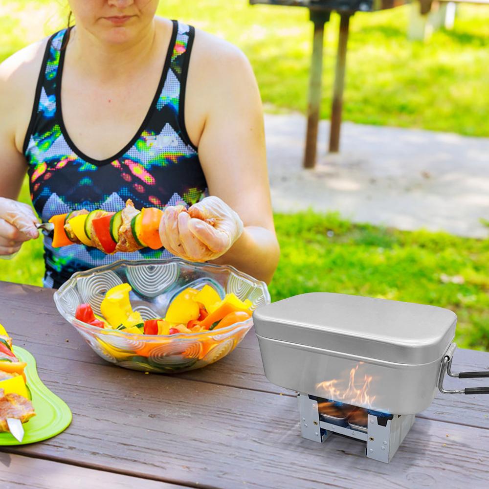 Outdoor Stainless Steel Stove with Bottle Mini Grill Alcohol Furnace Folding Grill Burning Pocket Alcohol Camping Stove