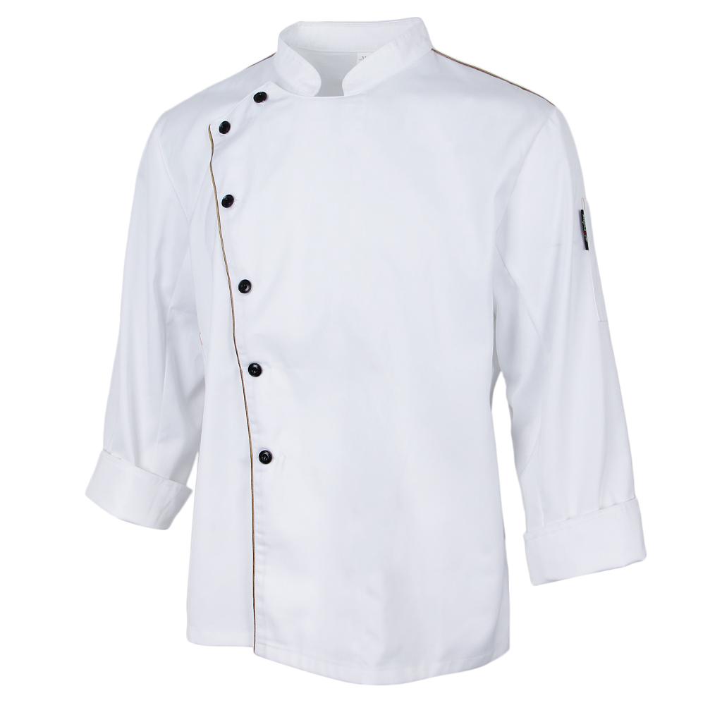 Men Women Stand Collar Long Sleeve Chef Coat Uniform Top4 Colors Choose