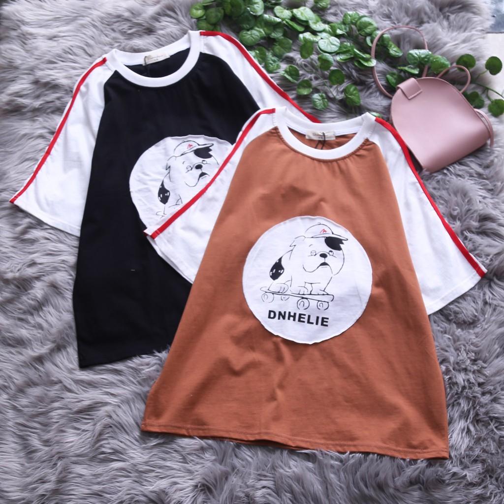 ÁO PHÔNG HỌA TIẾT HOẠT HÌNH PHỐI TAY MÀU