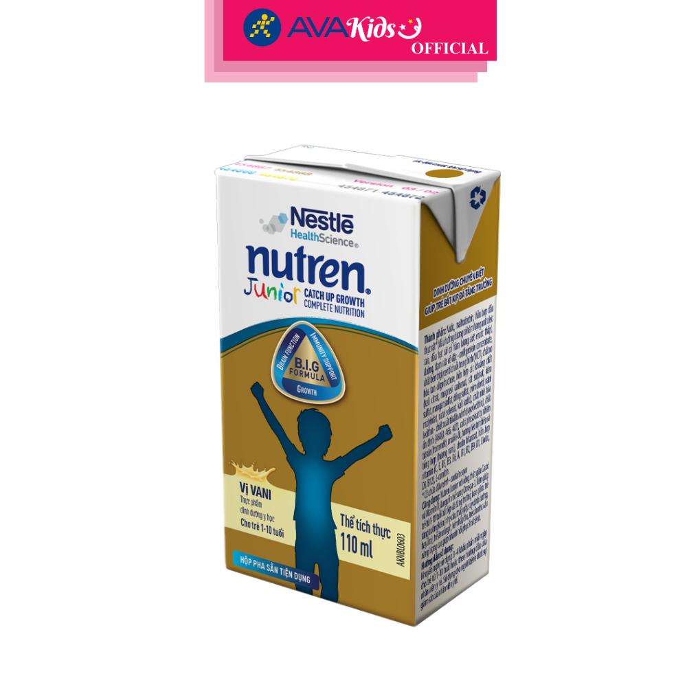 Lốc 4 hộp sữa pha sẵn Nutren Junior hương vani 110 ml (1 - 10 tuổi)