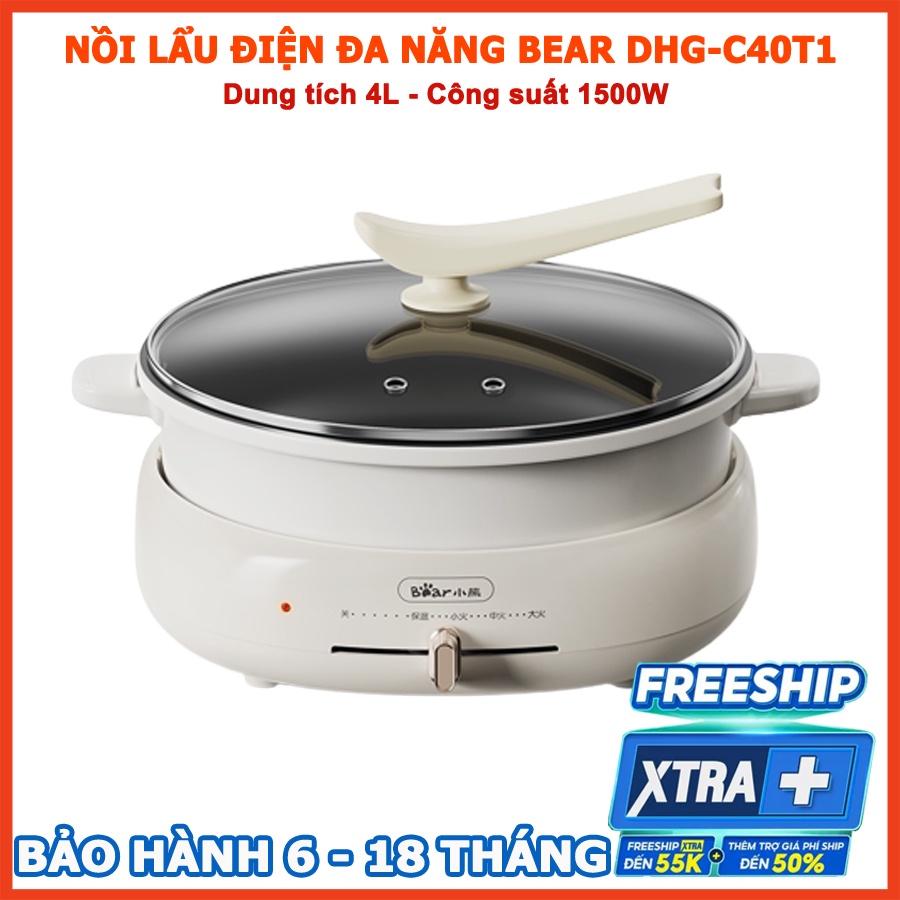 Nồi lẩu điện đa năng Bear 4L 1500W, nồi lẩu nướng đa năng 3in1, Anh Lam Store - Hàng chính hãng