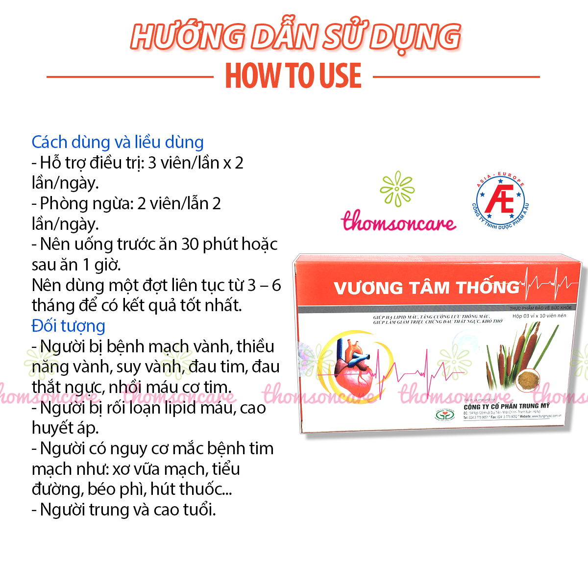 Vương Tâm Thống - Có tem tích điểm chính hãng - Ngăn ngừa nhồi máu cơ tim, giảm đau thắt ngực