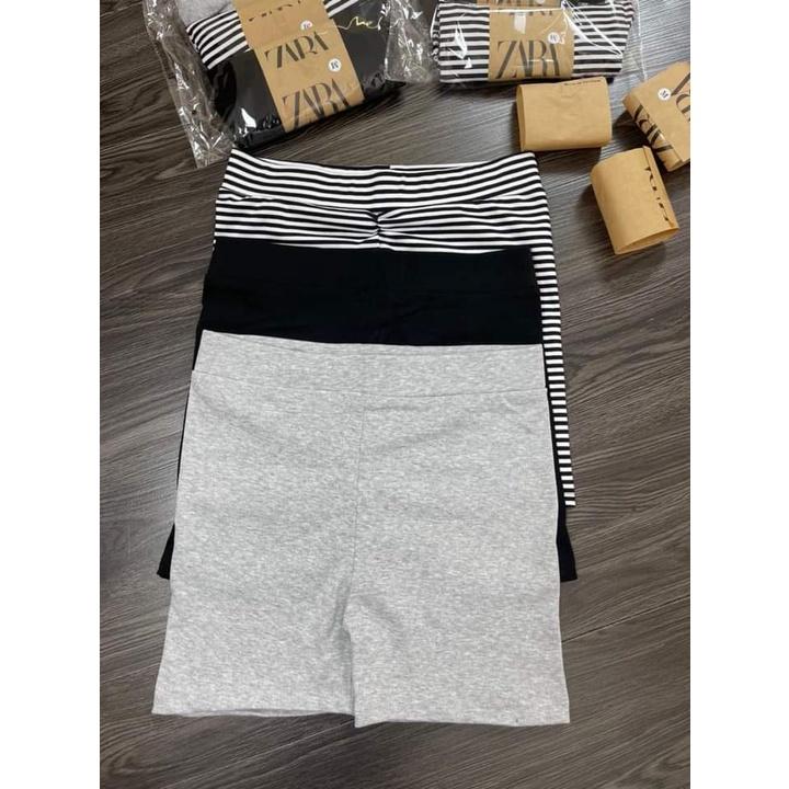 Quần Legging đùi nữ cotton tăm dày dặn cạp chun, Quần đùi nữ cạp chun lưng thun tôn dáng cotton dày dặn CA56