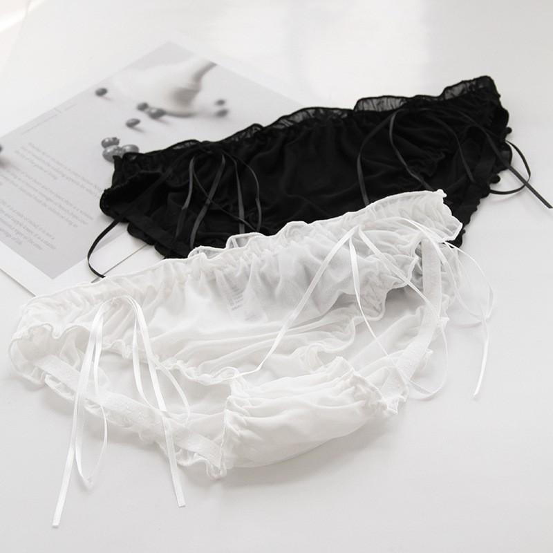 Quần lót ren mỏng phối nơ dây nhún nữ tính sexy gợi cảm S058 Sherry Store