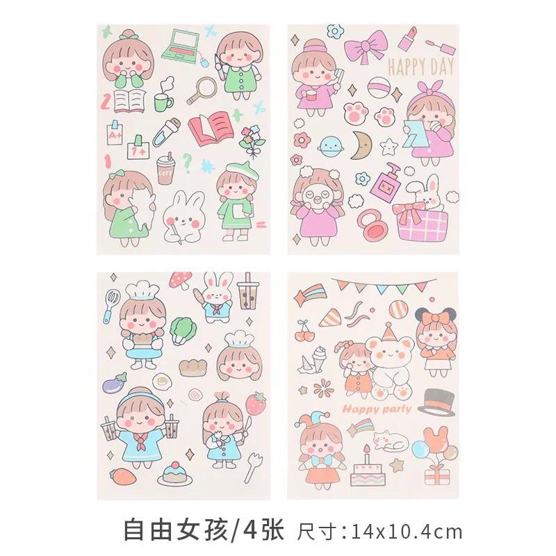 Set 4 Tấm Sticker Xinh Dễ Thương Hình Dán Cute Stickers Trang Trí Sổ Tay Dán Mũ Bảo Hiểm điện thoại siêu đẹp