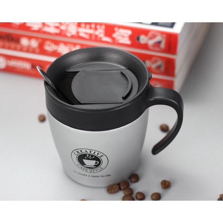 Ly Giữ Nhiệt Creative Cafe Style 330ml Ruột Inox 304 Có Tay Cầm Tiện Lợi