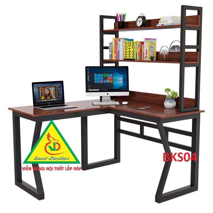 Bàn làm việc, bàn học khung sắt mặt gỗ BKS04