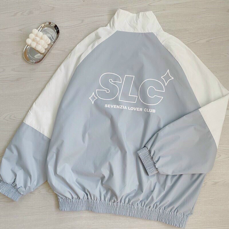 Áo Khoác dù - Gió 2 Lớp Khóa Zip Chữ SLC Phối 2 Màu kiểu Rộng HÀn Quốc Đẹp - Nam Nữ Cặp Đôi Mặc Thu Đông Chống Nắng