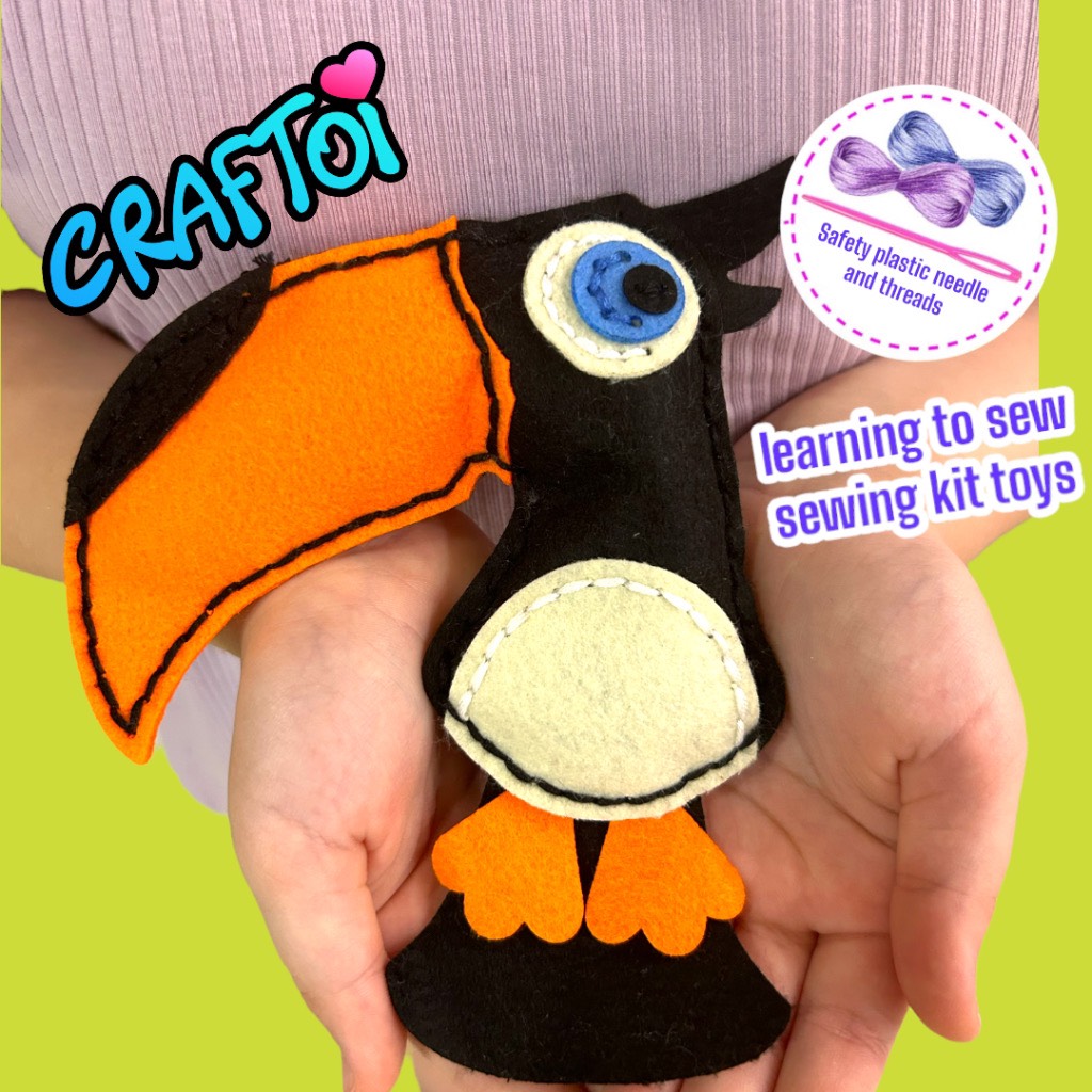 KIM NHỰA Bộ Thủ Công Trẻ Tự Làm Thú Bông 5+ TOUCAN MANGO Craftoi Felt Sewing toy prepunched holes plastic needle