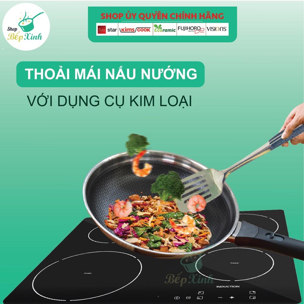 Bộ nồi chảo Blackcube 3 lớp đúc liền đáy từ đa năng chống dính Kims cook T&amp;K  03-1 Pcs , tặng 1 sạn inox