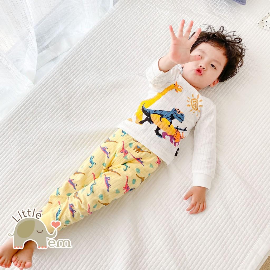 Bộ đồ bé trai/ bé gái Cotton xuất Nhật dài tay _ Orange Dinosour