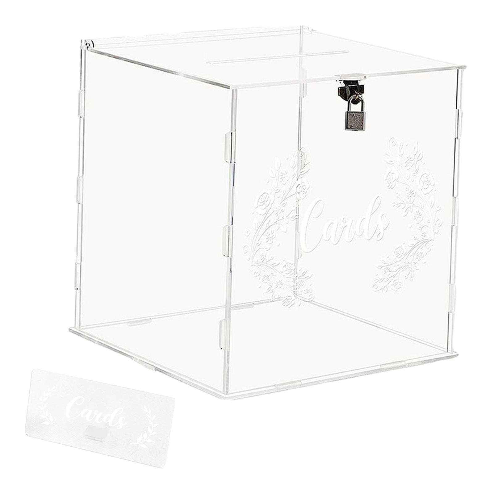 Acrylic Wedding Cards Box Money Gift Holder Box Decoration Wedding Keepsake Box with Lock for Wedding Reception Anniversary Graduation, 9.84x9.84''