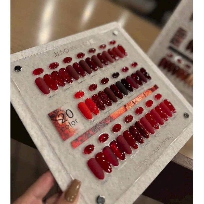 Set Sơn Đỏ Jiao Yan She 20 Màu Đủ Tông Màu Nhũ, Mắt Mèo, Sơn Gel Thạch Đậm Mướt Tặng Kèm Bảng Màu Cao Cấp Nữ