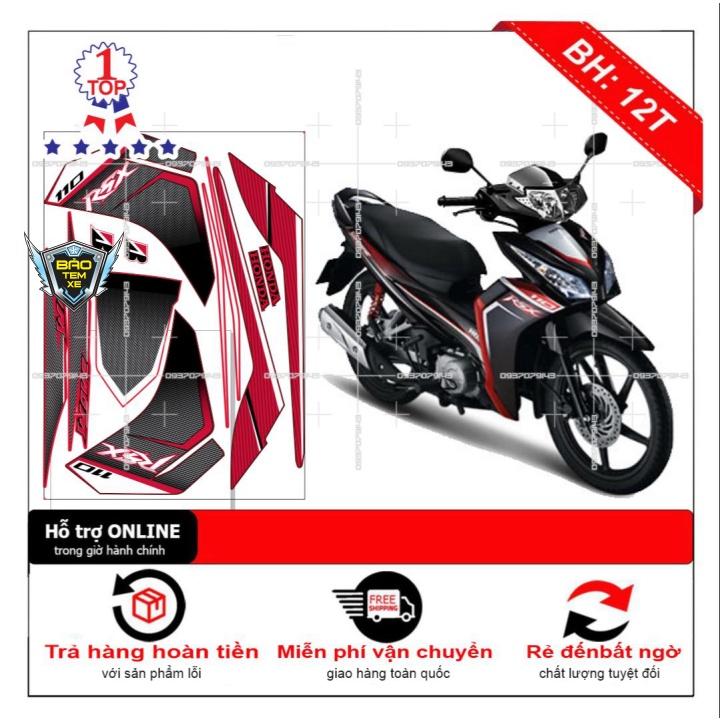 Tem rời dán xe wave RSX 2012 đỏ đen - Bi Decal