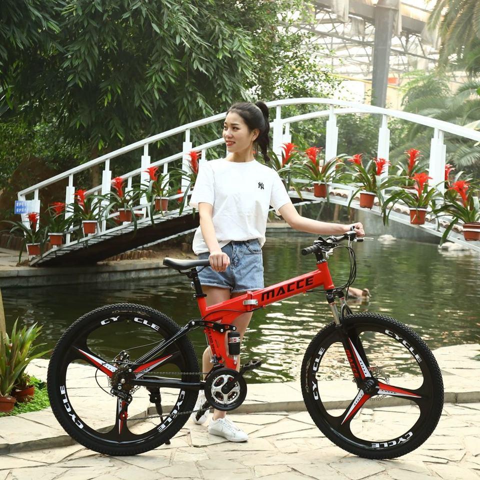 Xe Đạp Gấp Đi Xe Đạp 24/26 Inch Gấp Full Treo Xe Đạp Hàn Quốc CJ Hậu Cần Dòng Đặc Biệt Lô Hàng Color: yellow Size: 26Inch Number of speeds: 21