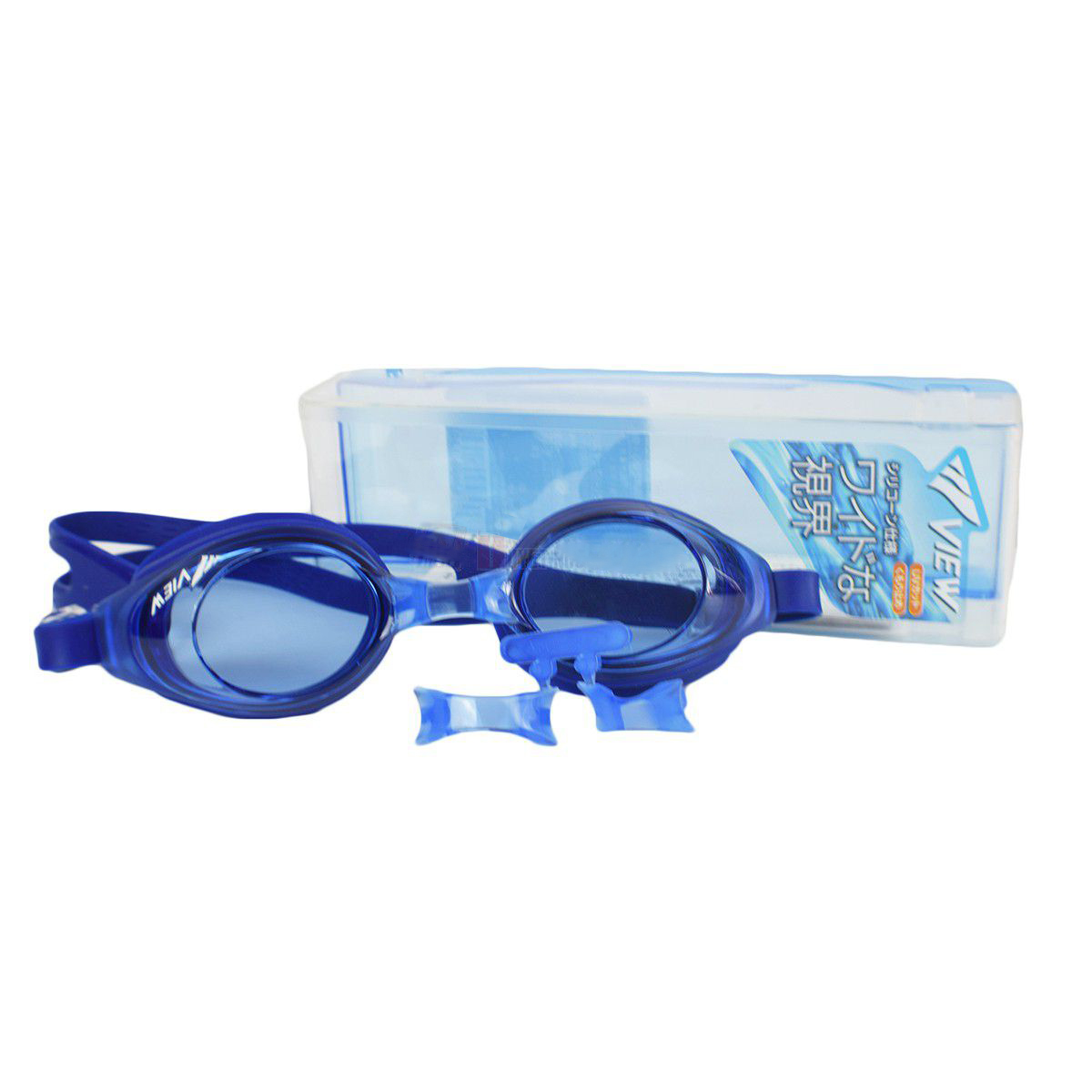 Bộ Kính Bơi VIEW V610 BL (Xanh dương đậm) Chống Sương Mù Chống tia UV Và Nón Bơi View V31 (Xanh dương đậm) - Hàng chính hãng 100% sản xuất tại Nhật Bản