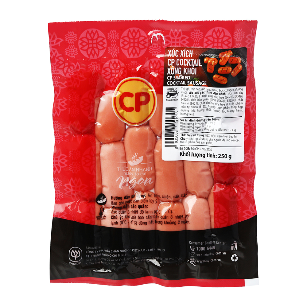 Xúc Xích Cocktail Xông Khói Cp 250G