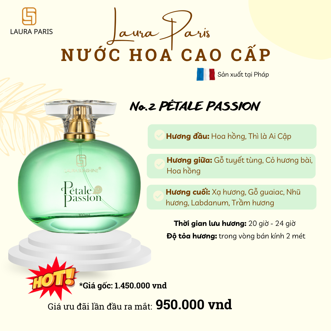 Nước hoa nữ Laura Paris #02 Petale Passion - Eau De Parfum - 100ml - Laura Sunshine