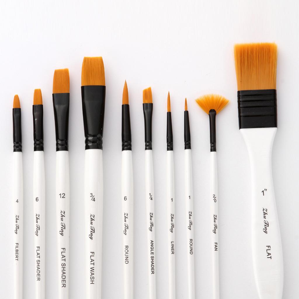 2x 10pcs Art Paint Brushes Set Acrylic Oil Watercolor Body Painting Brushes+Bag
