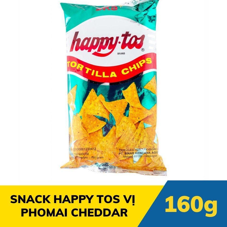 Snack Bắp Ăn Liền Happy Tos Bắp Vị Phomai Cheddar Gói 160g - Nhập Khẩu Indonesia