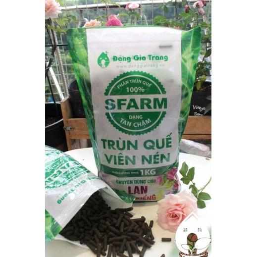 Phân trùn quế viên nén Sfarm Chuyên Dùng Cho Lan và các Loại Cây Trồng 1kg