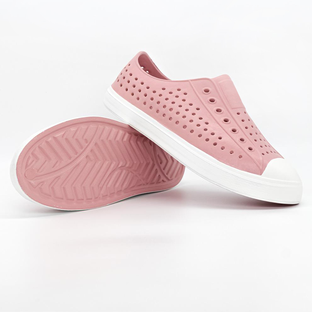 Giày nhựa bé gái màu hồng phấn trắng đi mưa đi biển đi học siêu mềm êm chân không thấm nước