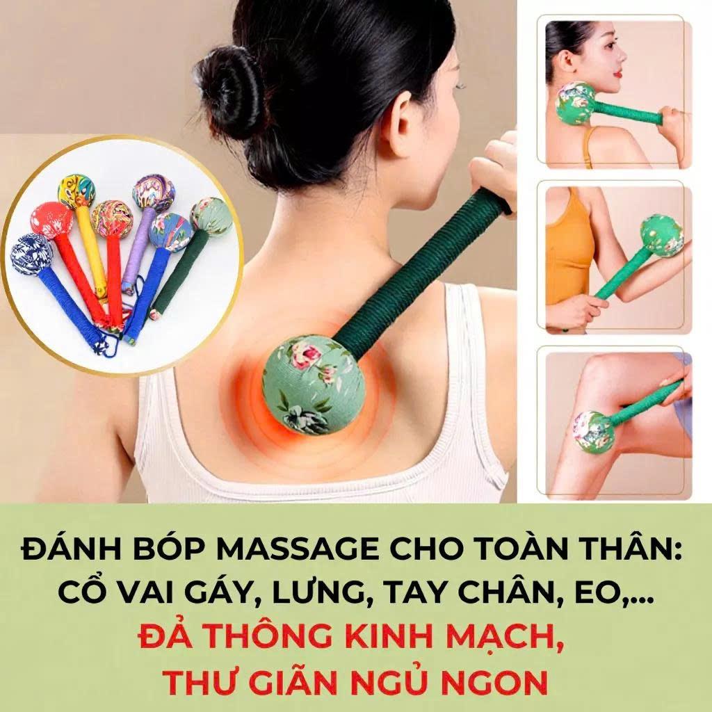 Sét Gối cổ ngải cứu, gối cổ tam giác thổ cẩm lá tre, hộp quà tặng gối ngải cứu búa đấm bảo vệ cổ