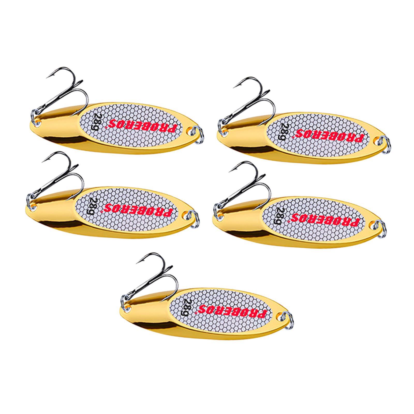 5 Pieces Fishing Spoons Lures Jigging Baits Hard with  Hooks Metal Casting Spoons Bass Baits and Lures for Trout Pike Fishing Equipment