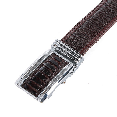 Thắt lưng nam da đà điểu Huy Hoàng đan viền 4P màu đen, nâu đất, vàng bò, nâu đỏ HT4458-62-66-70