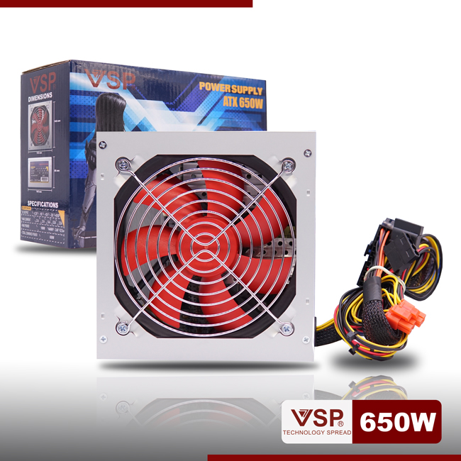 Nguồn VSP 650W Full Box - Kèm Dây Nguồn - Hàng Chính Hãng