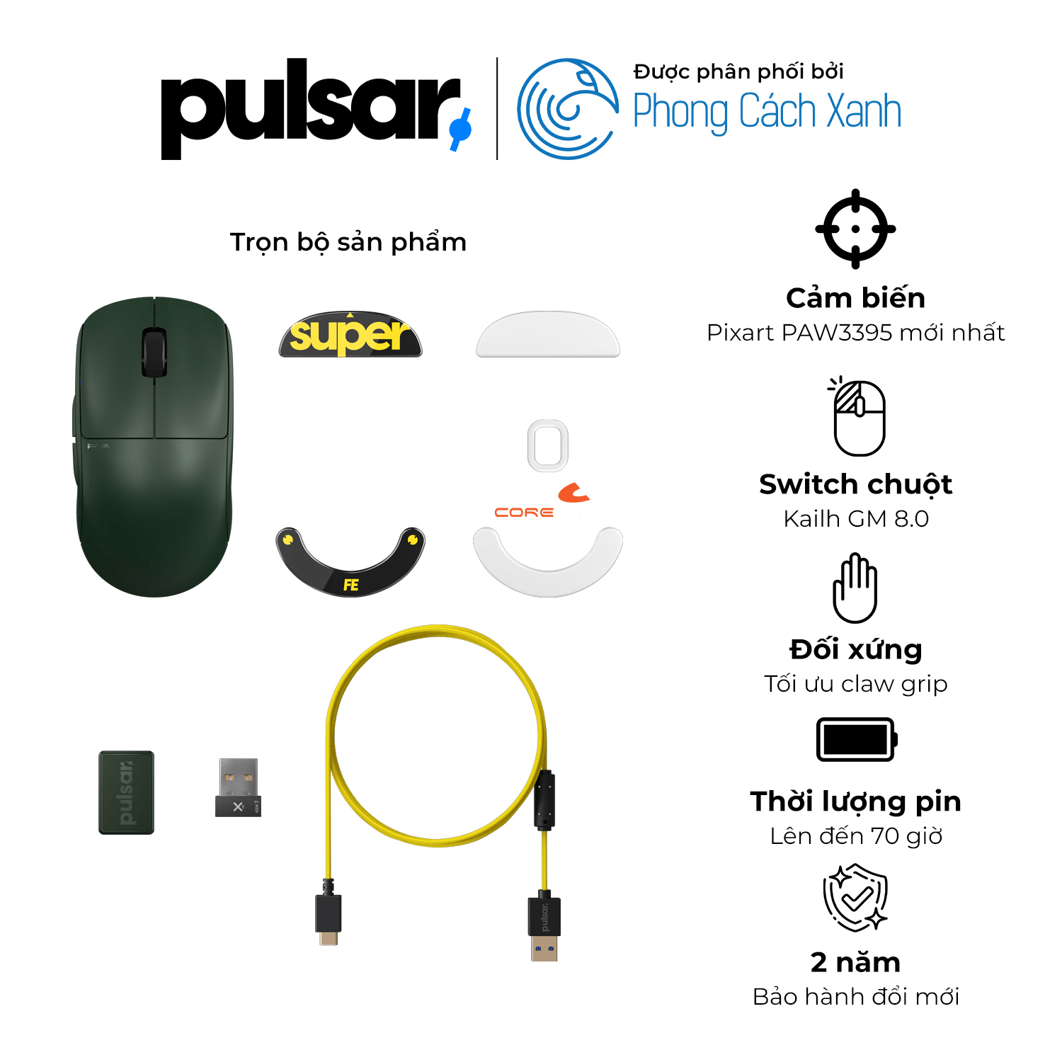Chuột không dây siêu nhẹ Pulsar X2 Wireless Mini - Founder's Editon - Hàng Chính Hãng