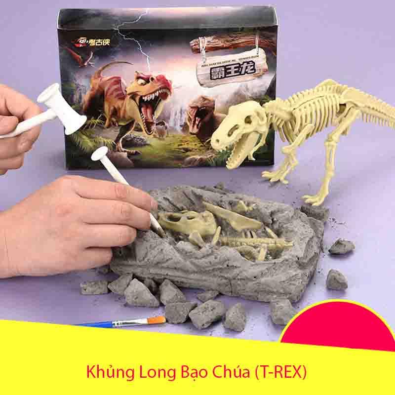 (Hàng sẳn) Đồ chơi tìm xương hỏa thạch khung long, truy tim kho báu, khủng long bạo chúa (T-REX). Khủng Long (Raptors)