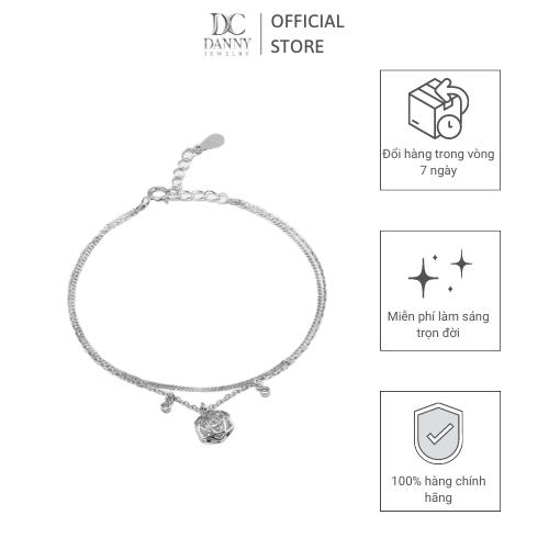 Lắc Tay Danny Jewelry Bạc 925 Xi Rhodium Dây Kép Hình Hoa Hồng LACY443