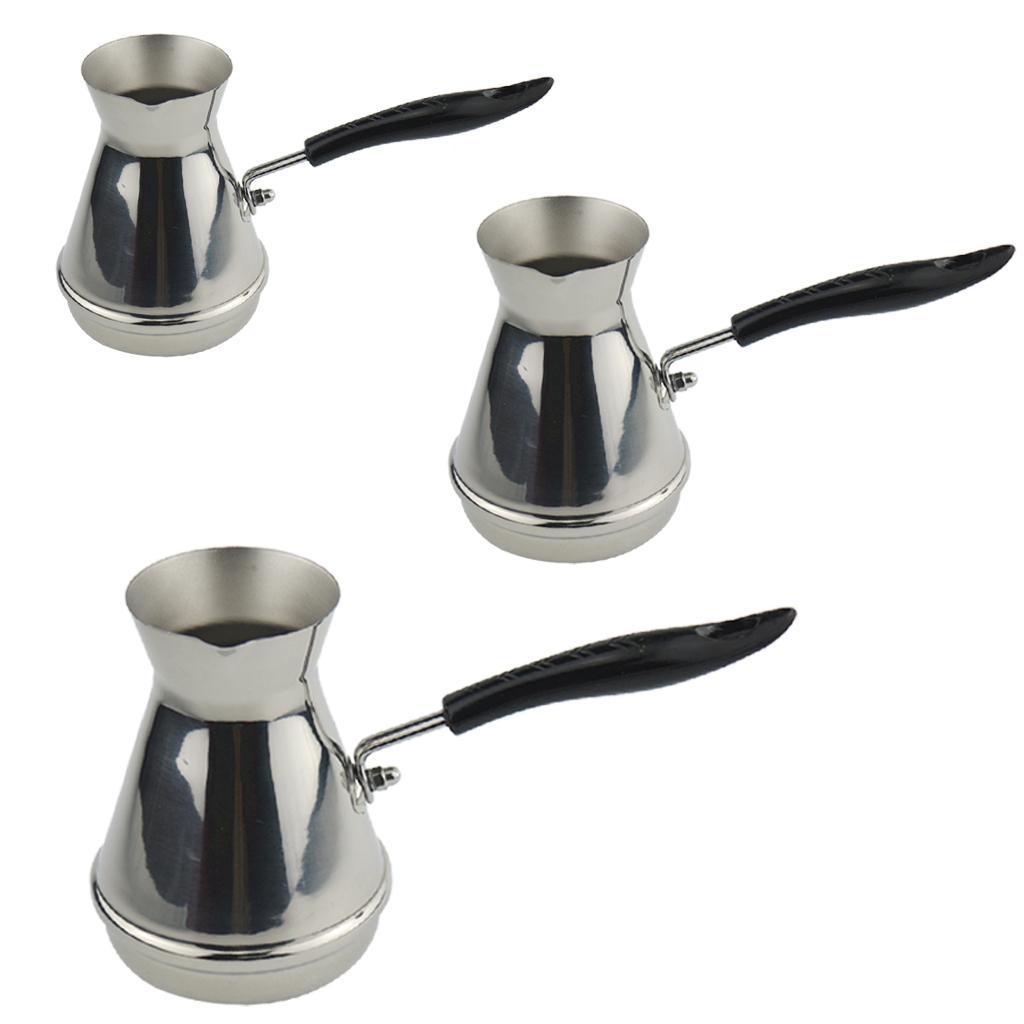 2pcs Cezve Turkish Coffee Pot Long Handle Ibrik Stainless Coffee Maker 350ml