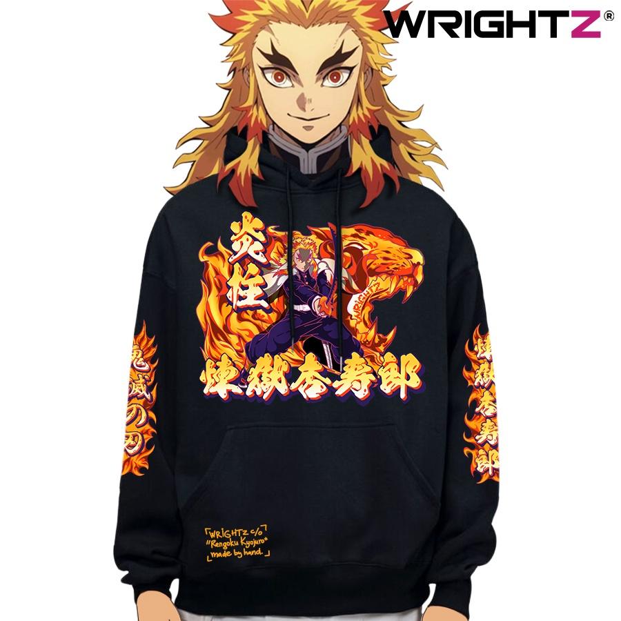 Áo hoodie Wrightz anime demon slayer Kimetsu no Yaiba Rengoku Kiyojuro unisex oversize