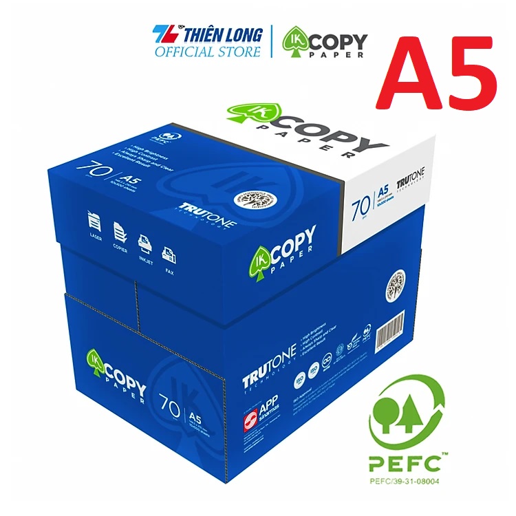 Combo 5 Ream Giấy A5 70 Gsm Ik Copy 500 Tờ - Hàng Nhập Khẩu Indonesia