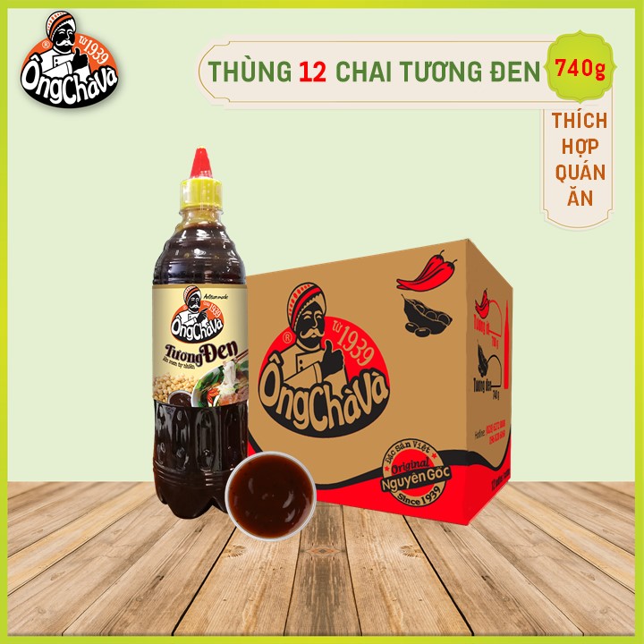 Thùng 12 Chai Tương Đen Ông Chà Và 740g