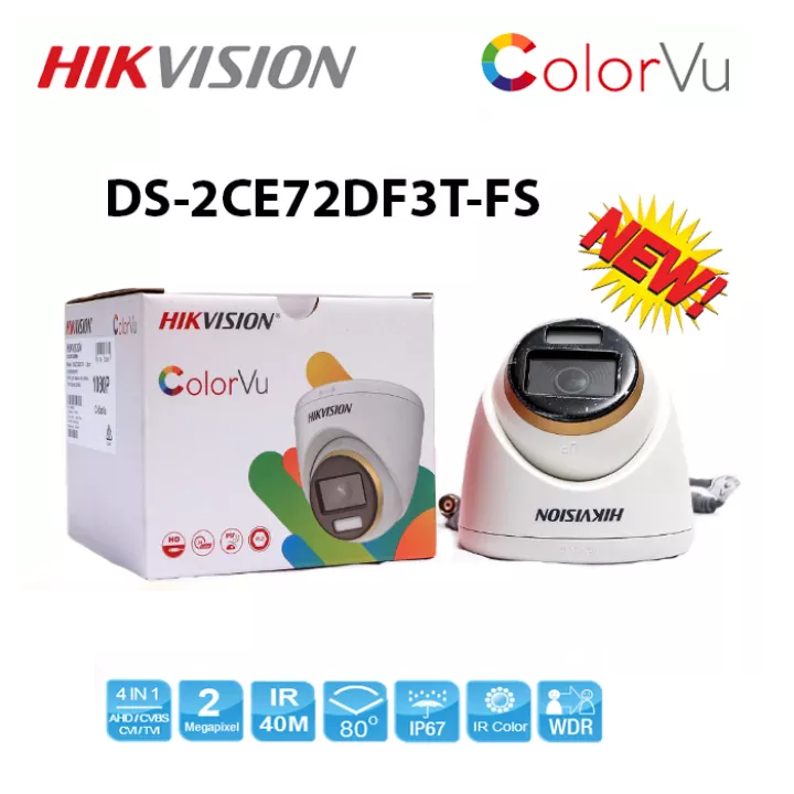 Camera analog TVI colorVu Hikvision DS-2CE72DF3T-FS 2MP, tích hợp mic thu âm, có màu ban đêm - Hàng chính hãng