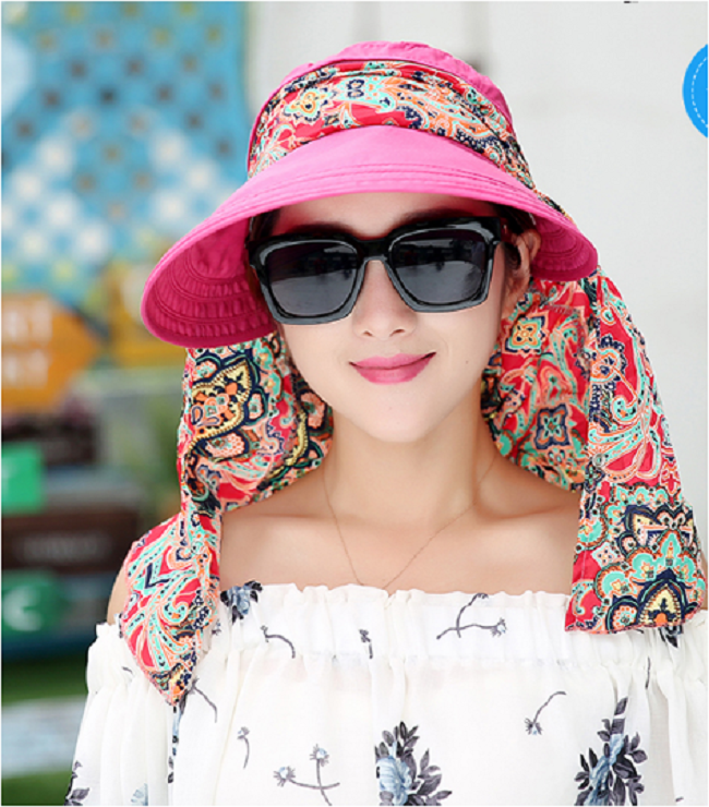 Mũ rộng vành chống nắng kèm khẩu trang tạo kiểu, nón chống nắng nữ chống UV