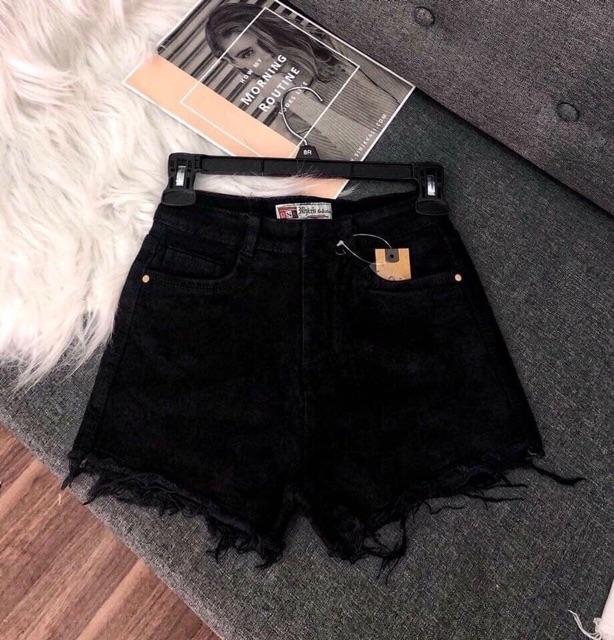 Quần shorts đùi kaki jean lưng cao - hình sàn chụp thật