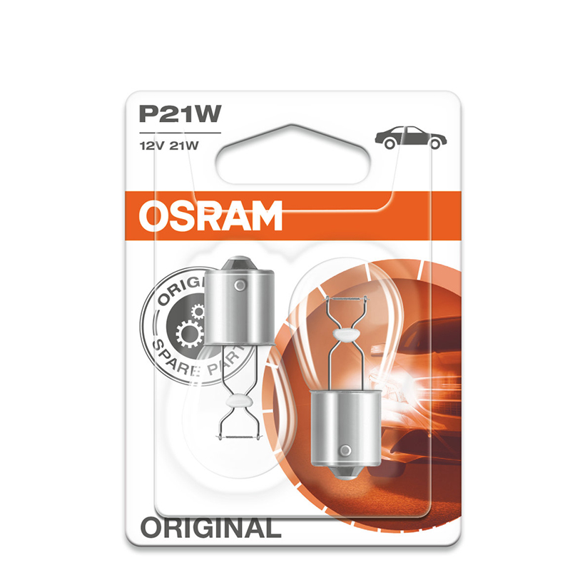 Combo 2 Bóng Đèn Sau 1 Tim OSRAM Original P21W 12V 21W (Chân Thẳng)