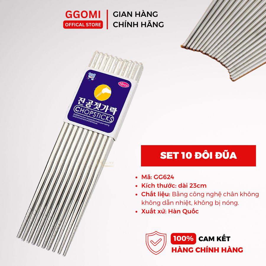 Bộ Đũa 10 Đôi Hàn Quốc CHOPSTICKS Cao Cấp Tiêu Chuẩn Châu Âu - Hàng Chính Hãng