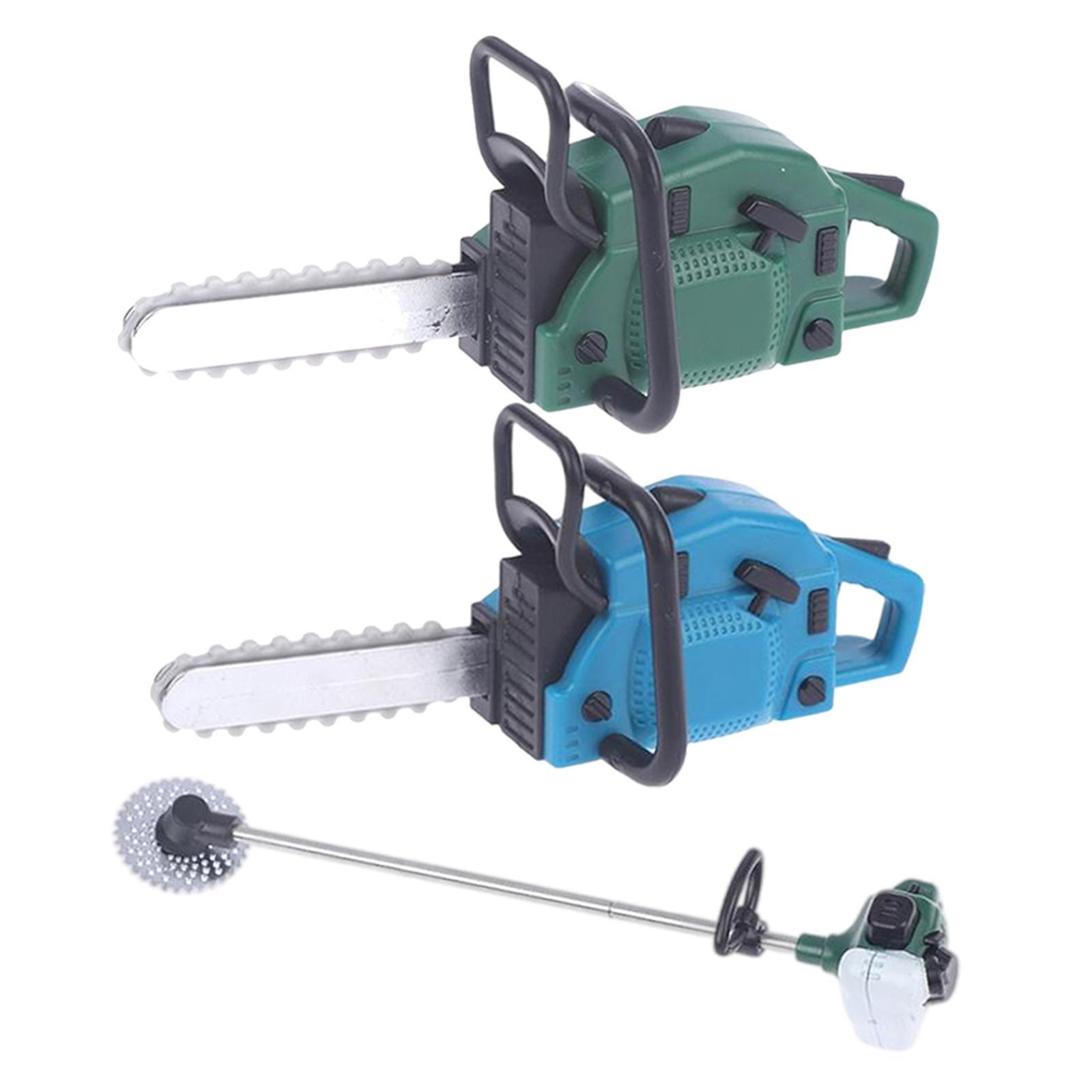 3x Modern 1/6 1/12 PVC Mini Repair Tool Saw and Lawn Mower Garden Supplies Decor