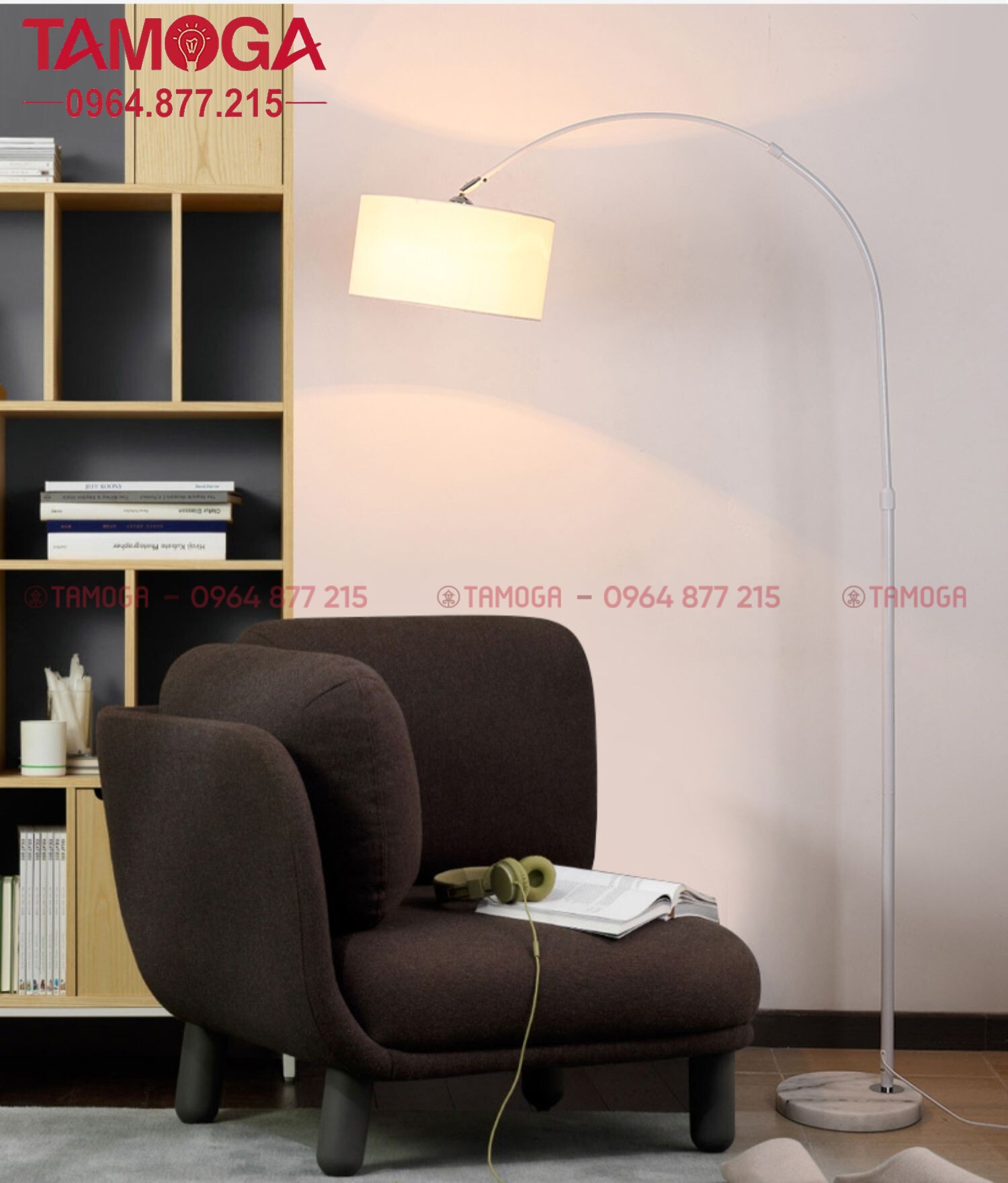 Đèn cây chụp vải trắng 9093A WH màu trắng TAMOGA LENIS
