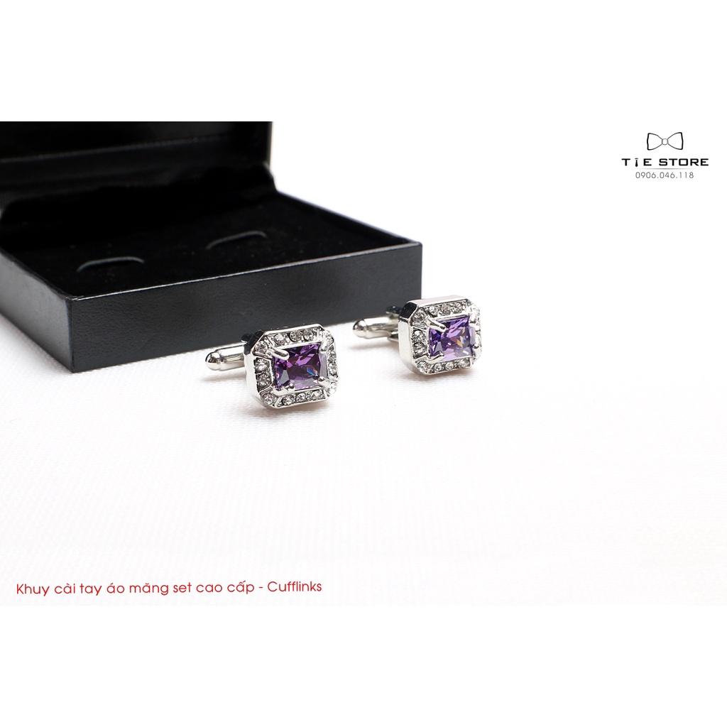 KHUY MĂNG SÉT CAO CẤP - Cufflinks đá hồng