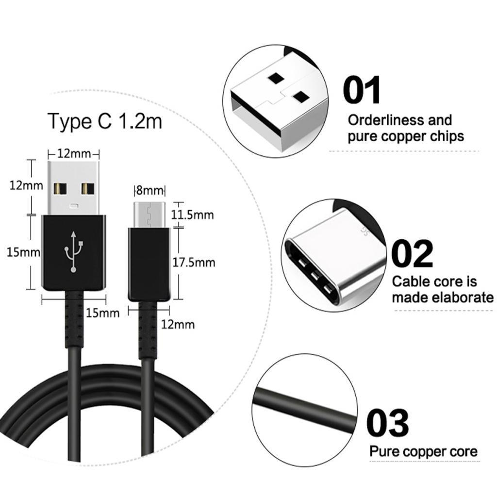 USB Type C Charger Cable Data Cord 3PCS 4ft for Galaxy S10 S9 active S9+