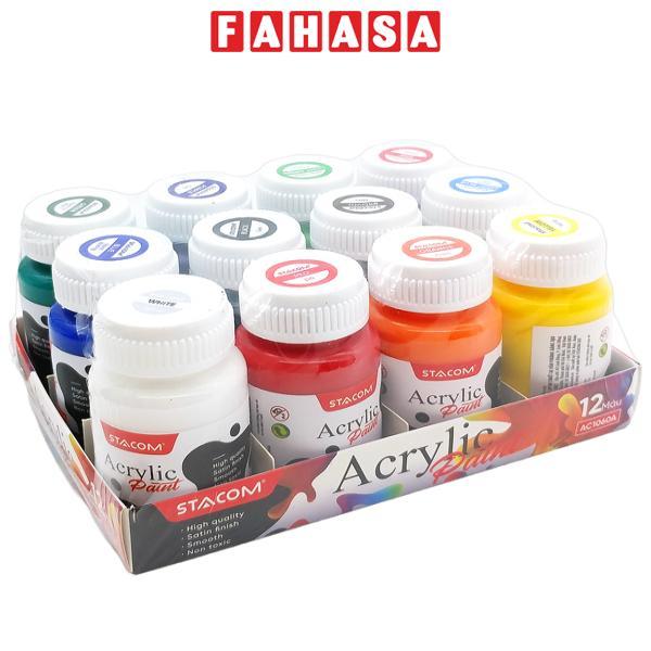 Bộ 12 Màu Vẽ Acrylic 60 ml - Stacom AC1060A_12E